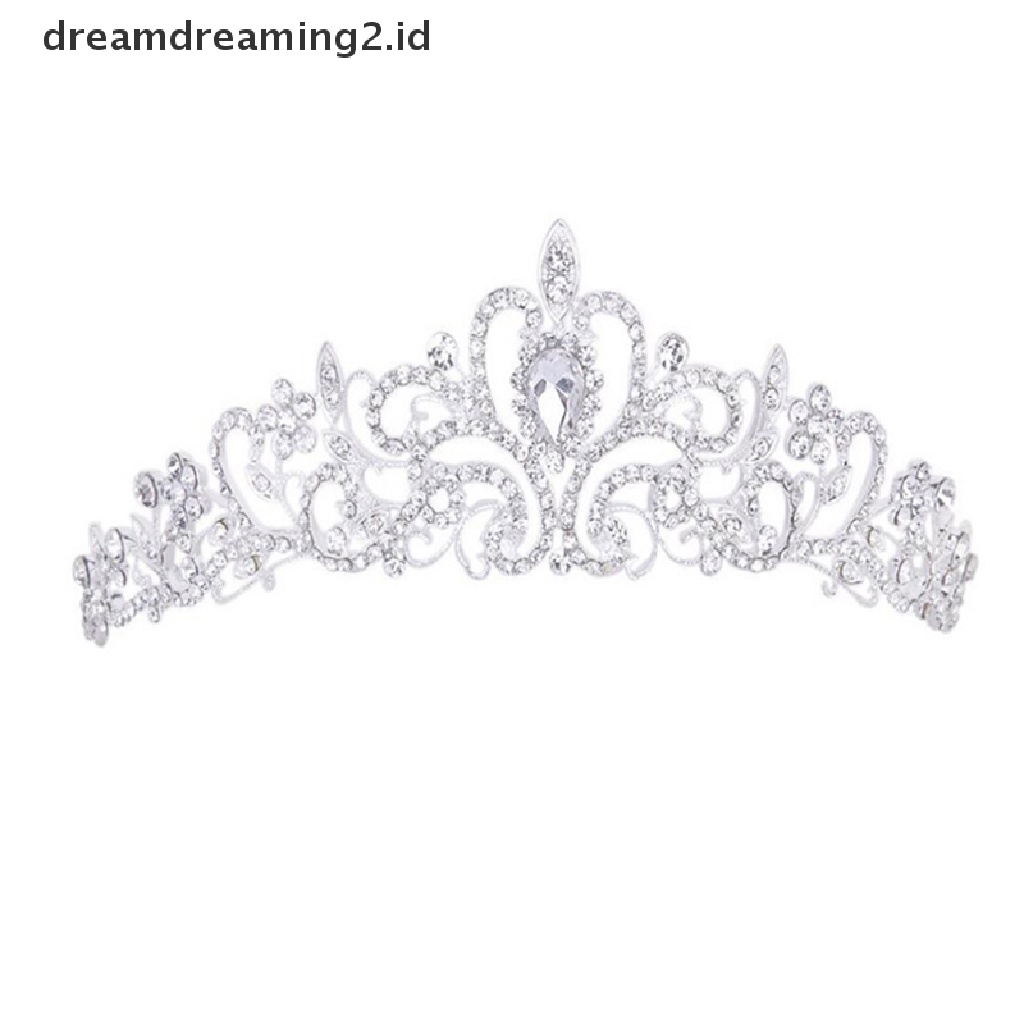 (hot) Wanita Gadis Elegan Pernikahan Pengantin Mahkota Hiasan Kepala Tiara Berlian Imitasi Hadiah Lucu//