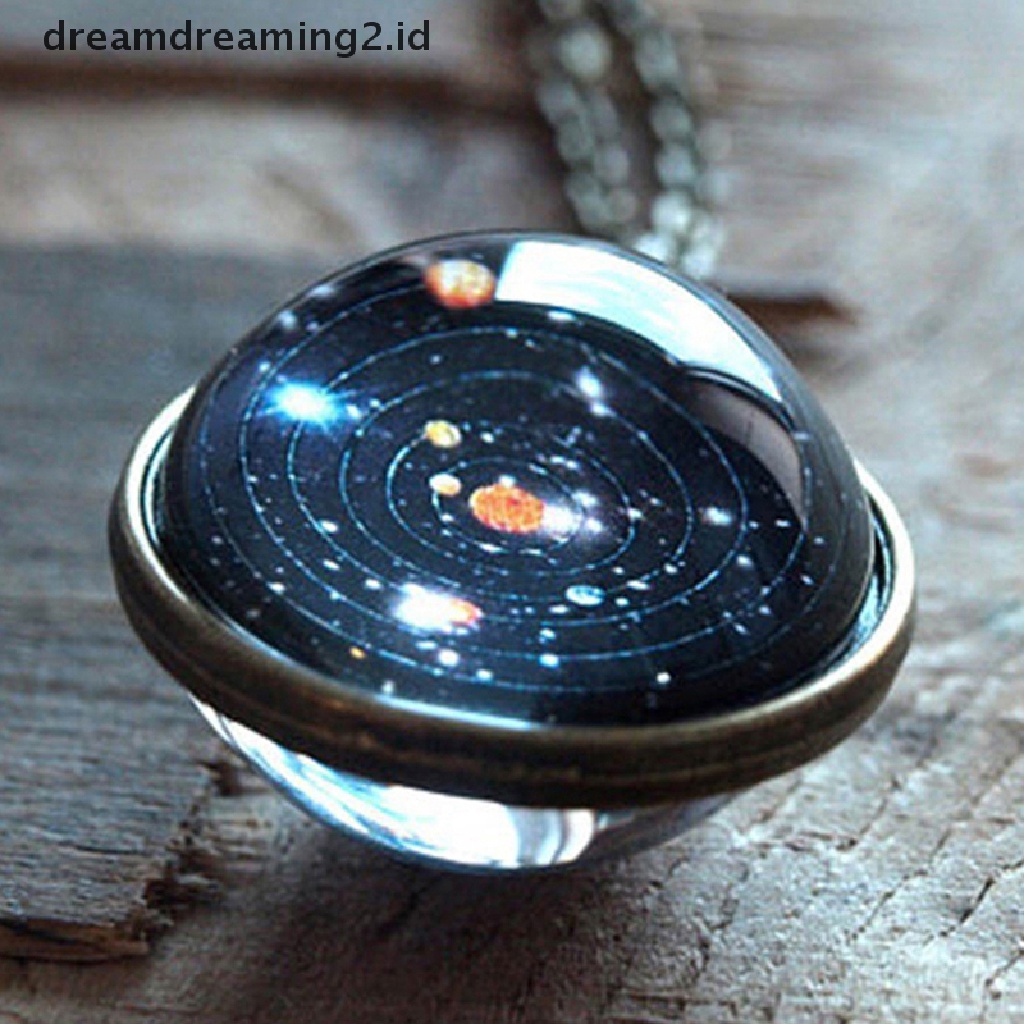 (hot) Kalung Tata Surya Liontin Galaxy Dua Sisi Pendant Universe Jewelry//