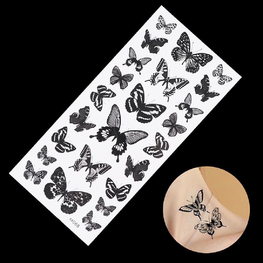 // Beauty// 1lembar Stiker Tato Temporer Tahan Air 3D Butterfly Fake Tattoo Leg Arm Art **