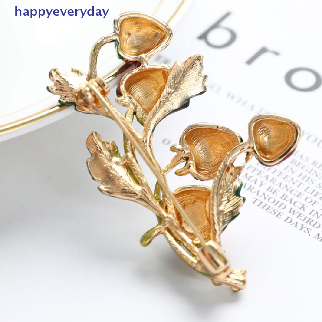 [happy] Bros Strawberry Pin Merah Desain Tanaman Lucu Jewellry Gaya Musim Panas [ID]