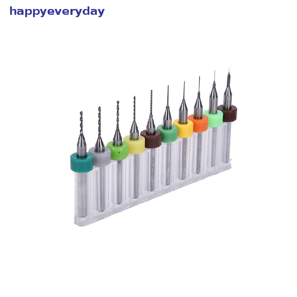 [happy] 10pcs PCB CNC Cetak Papan Sirkuit Carbide Micro Drill Bits Set Alat 0.1mm-1.0mm [ID]