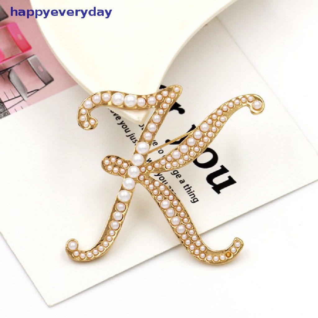 [happy] 1pc Bros Elegan Korsase Perhiasan Mutiara Huruf Inggris Pin [ID]