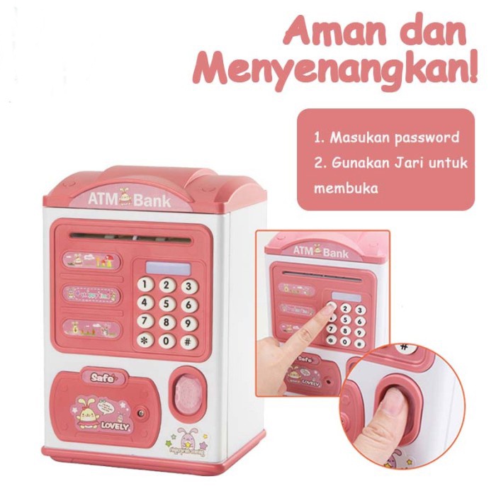 【COD】Celengan Fingerprint Safe Brankas Mainan Tabungan ATM Edukasi Anak