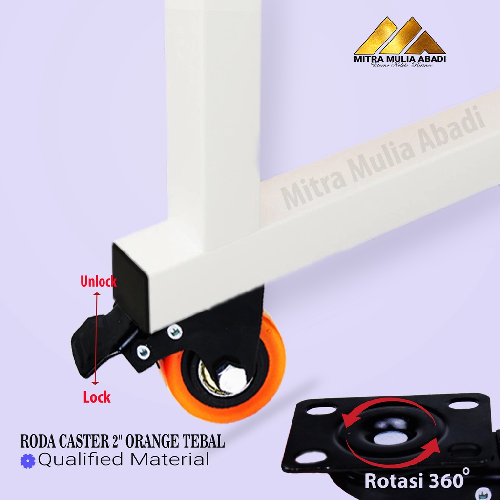 Roda Orange Kaster/Kastor  2&quot; Inci TEBAL Plus Rem Serba guna