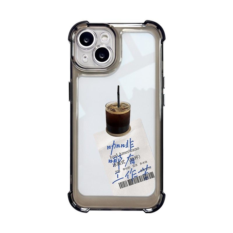 IPHONE Case Lembut Shockproof Kopi Kompatibel Untuk Iphone11 14 13 12 Pro Max XS Max X XR 7 +8 6 6S Plus Casing Transparan TPU Unik Tombol Cover Kamera Perlindungan