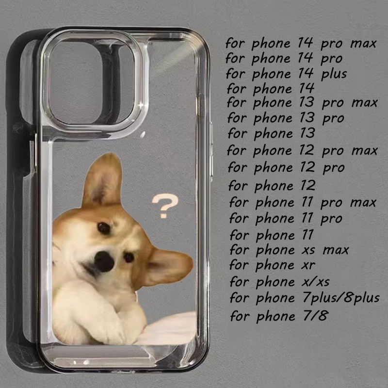 IPHONE Casing Tahan Guncangan Lembut Anjing Lucu Kompatibel Untuk Iphone11 14 13 12 Pro XS Max X XR 7 +8 6 6S Plus Casing TPU Unik Tombol Cover Pelindung Kamera