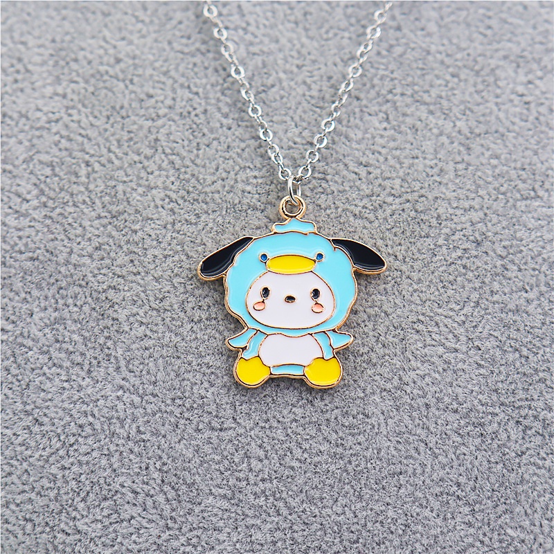 Kartun Anjing Anak Kucing Anak Liontin Stainless Steel Kalung Perlengkapan Siswa Hadiah Ulang Tahun Logam Aksesoris Fashion