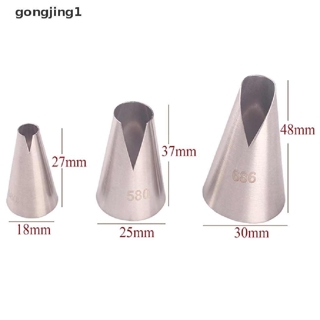 Ggg 3pcs Nozzle Kue Cream Dekorasi Cupcake Steel Icing Piping Nozzle Alat Pastry ID