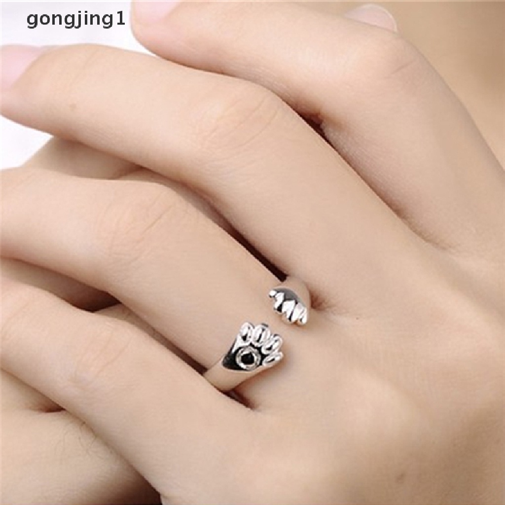 Ggg Lucu Wanita Cakar Kucing Cincin Terbuka Perak Berlapis Jari Cincin Hewan Perhiasan Hadiah ID