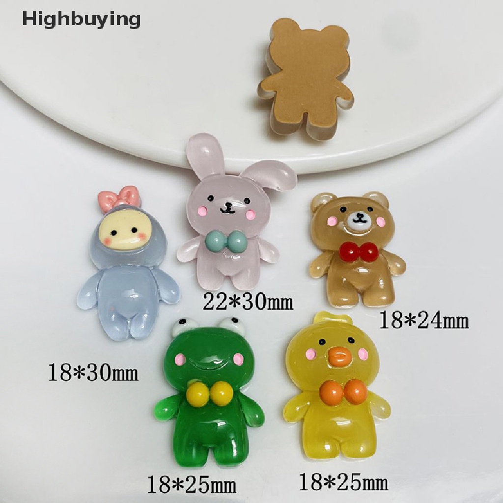 Hbid 5 Pcs Fluorescence Mini Resin Hewan Kelinci Beruang Bebek Mainan DIY Handmade Perhiasan Aksesoris Miniatur Dekorasi Lucu Ornamen Hadiah Glory