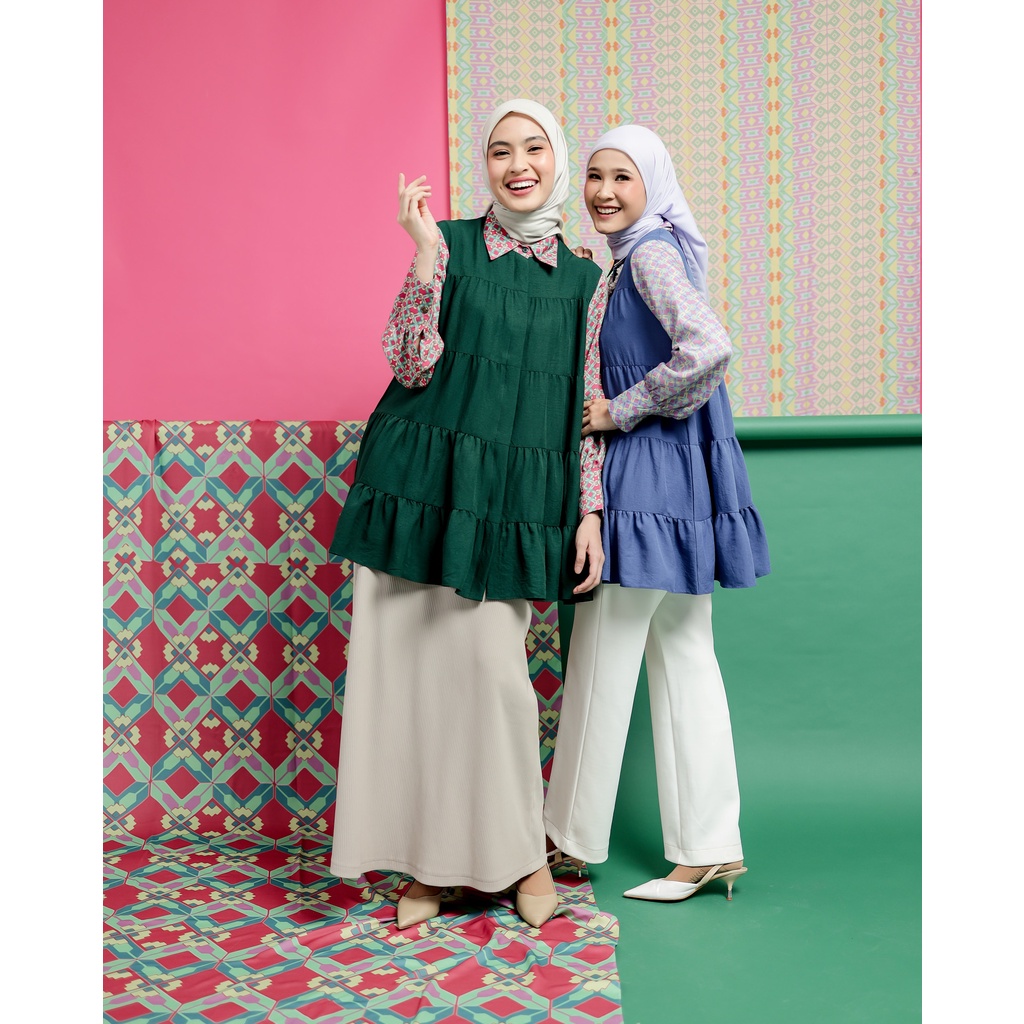 Gala Tunic - 2 Warna | Zysku Xena | Atasan Tunik Wanita Muslimah Lengan Panjang Colorful