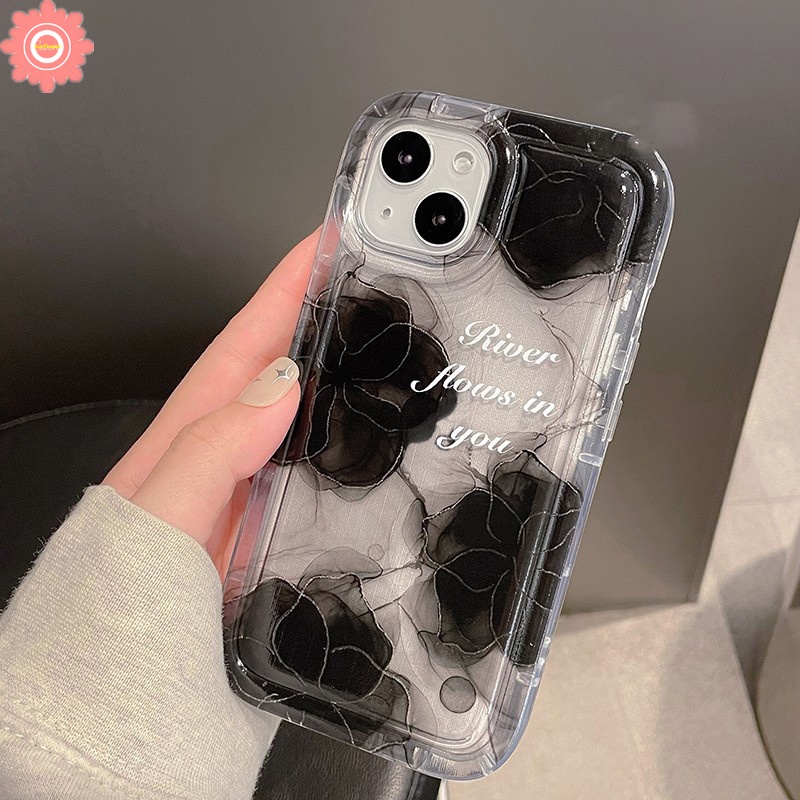 Casing Vivo Y35 Y20 Y16 Y02S V25E V25 Y22 Y21s Y30 Y15s Y11 Y95 Y22s Y17 Y02 Y21 Y15 Y12i Y12 Y20i Y91 Y93 Y91C Y01 Y12s Y33s Y15A Y50 Art Ink Flower Airbag Soft Shockproof Case