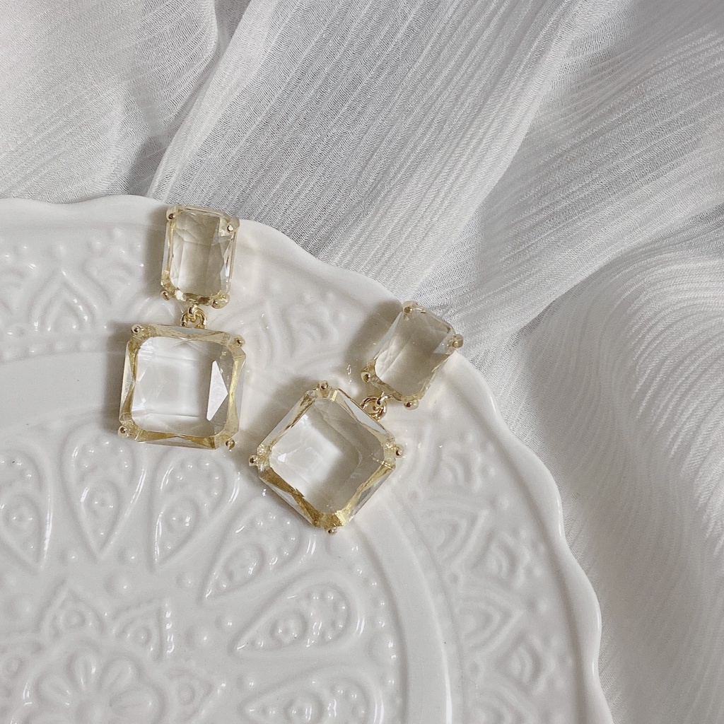 Anting Drop Kristal Es Transparan Gaya Vintage Untuk Perhiasan Fashion Wanita Untuk Pesta
