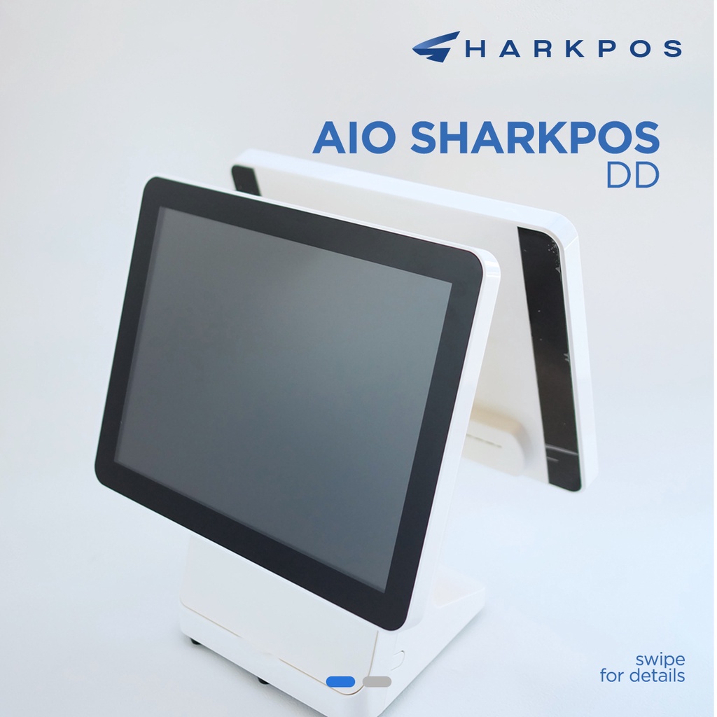Mesin Kasir Kasir All in ONE Sharkpos Dual Display 4/64 4/128 Celeron Core i3 Monitor Kasir