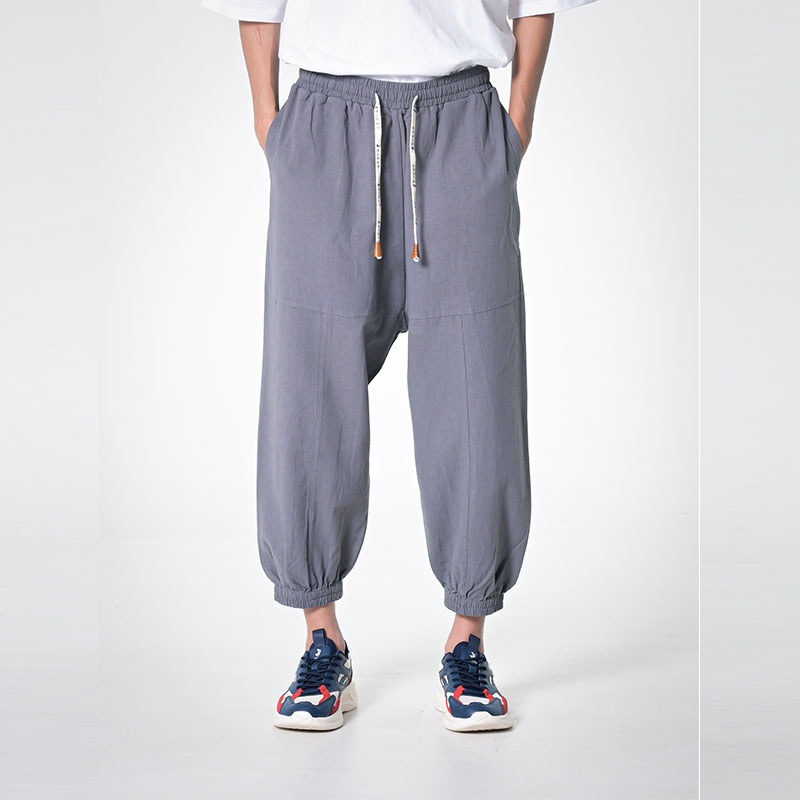 3Second Celana Panjang Harem Jogger Pria Summer Loose Trousers Pants Abu-abu 020423