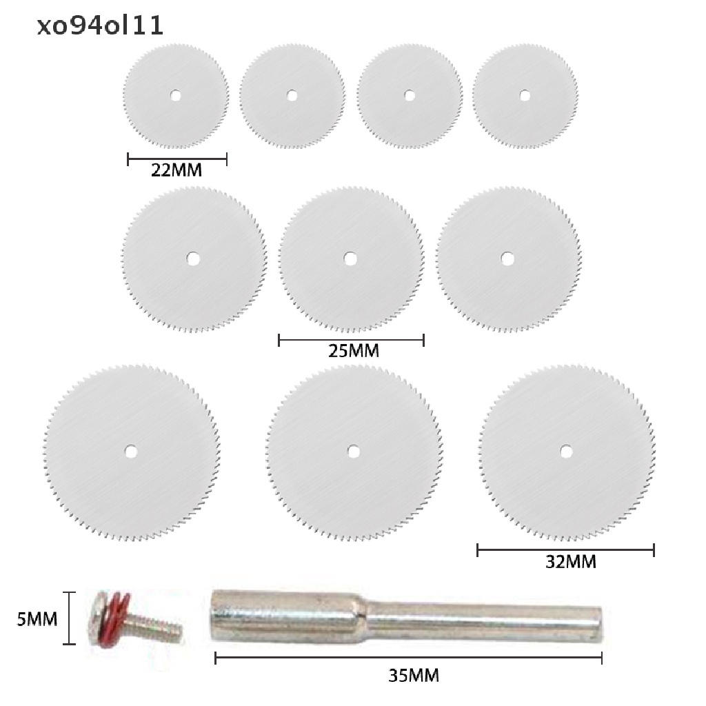 Xo 11PCS Kit Mini Circular Saw Blade Gerinda Listrik Cutoff Mandrel Set OL