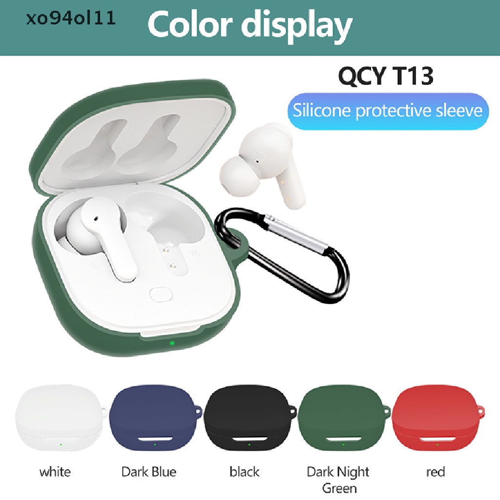 Xo Trendi Lucu Shockproof Bluetooth Headset Case Tahan Debu Soft Shell Silikon Earphone Cases Untuk QCY T13 Charging Box Dengan Kait OL