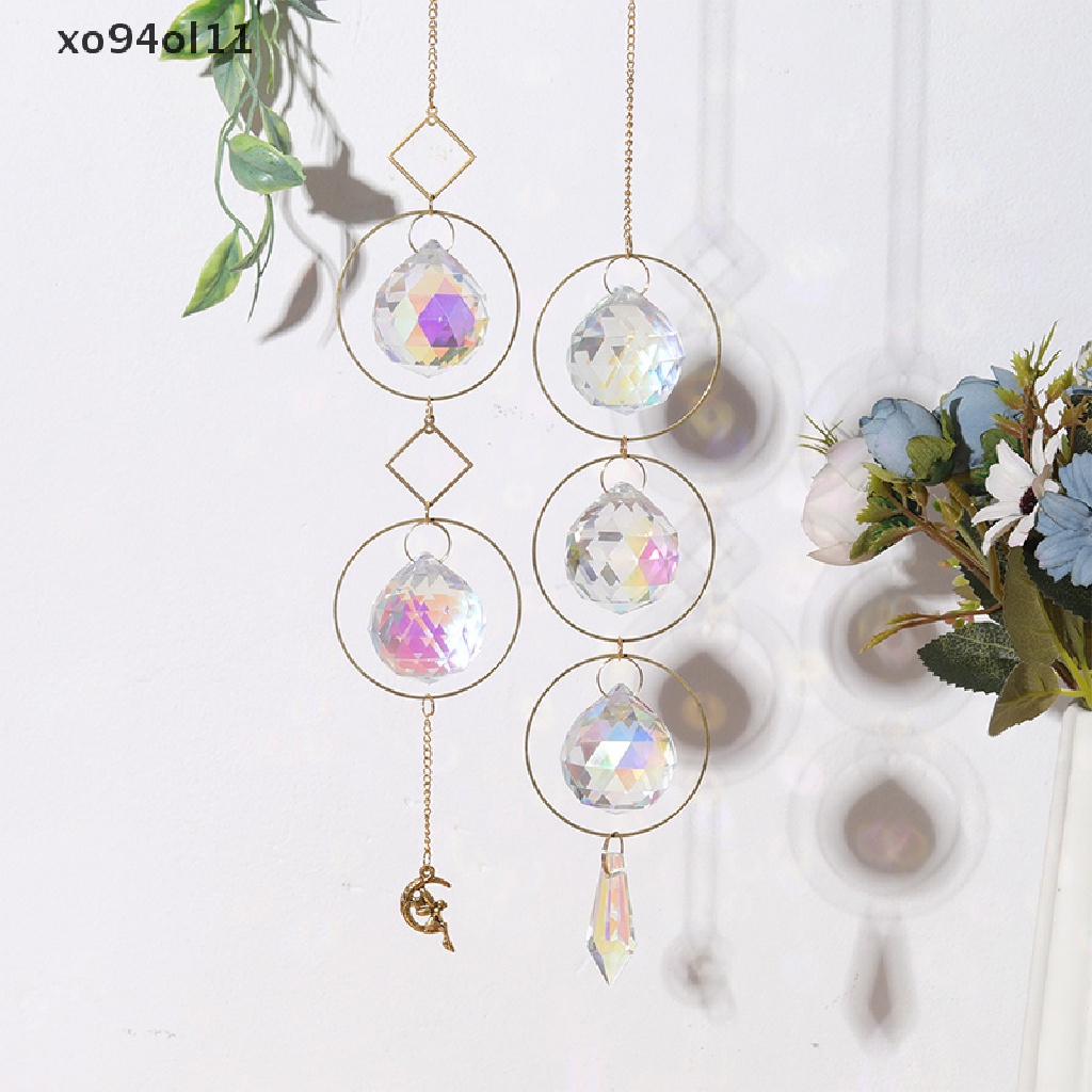 Xo Full Moon Sun Crystal Light Catcher Diy Suncatcher Prisma Pembuat Hujan Gantung OL