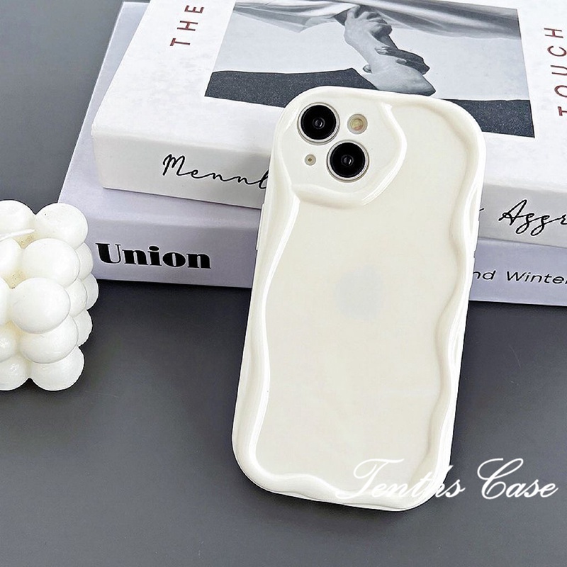 Kompatibel Untuk IPhone14 13 12 11 Pro Max8 7 6 6s Plus X Xr Xs Max SE 2020 Cream Simple Warna Solid Casing Ponsel Tahan Guncangan