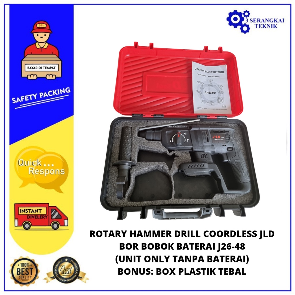 [UNIT ONLY] Bor Bobok Baterai Cordless Rotary Hammer JLD J26-48 Tanpa Baterai