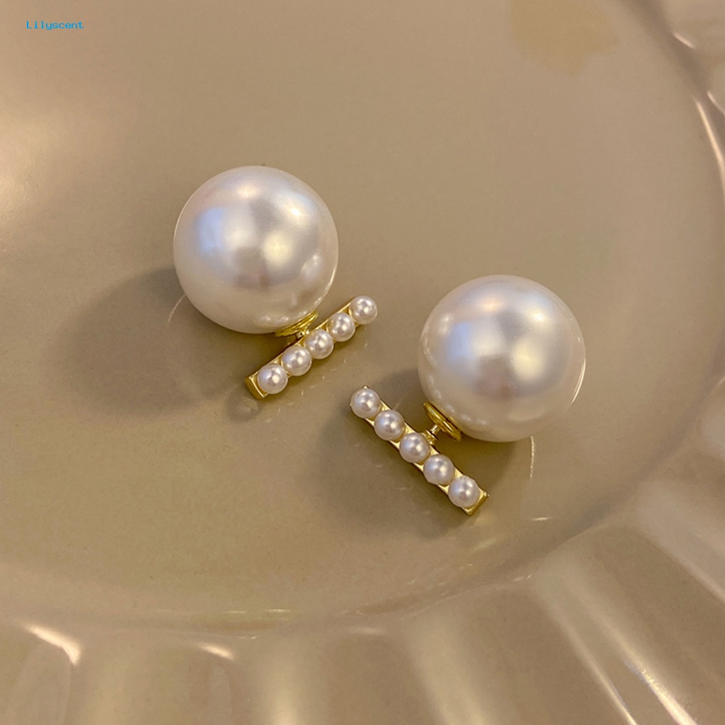Lilyscent 1pasang Pesona Tahan Pudar Anting Perhiasan Aksesori Hypoallergenic Mutiara Imitasi Stud Earrings Eye-catching
