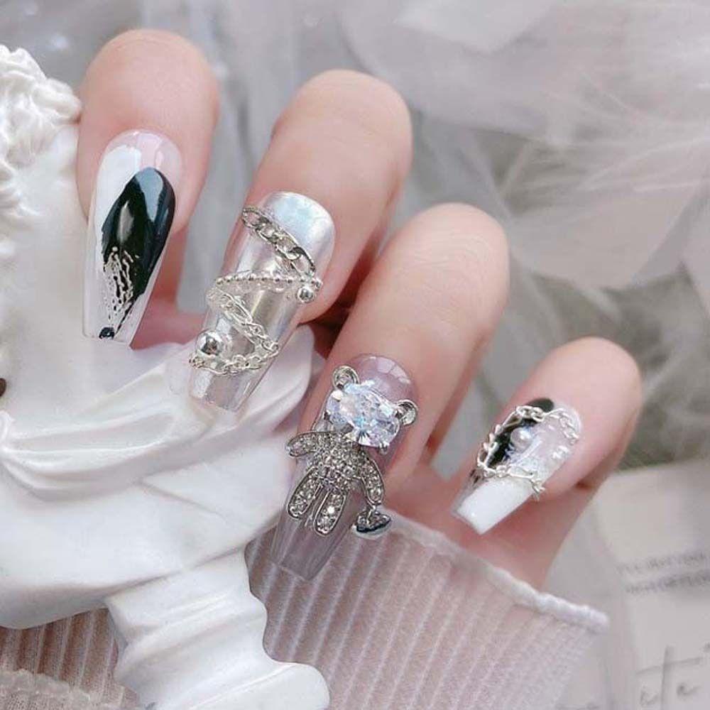 Mxbeauty Beruang Dekorasi Kuku Wanita Fashion Cinta Hati Heart Bears Jepang Nail Art 3D Nail Art Drills