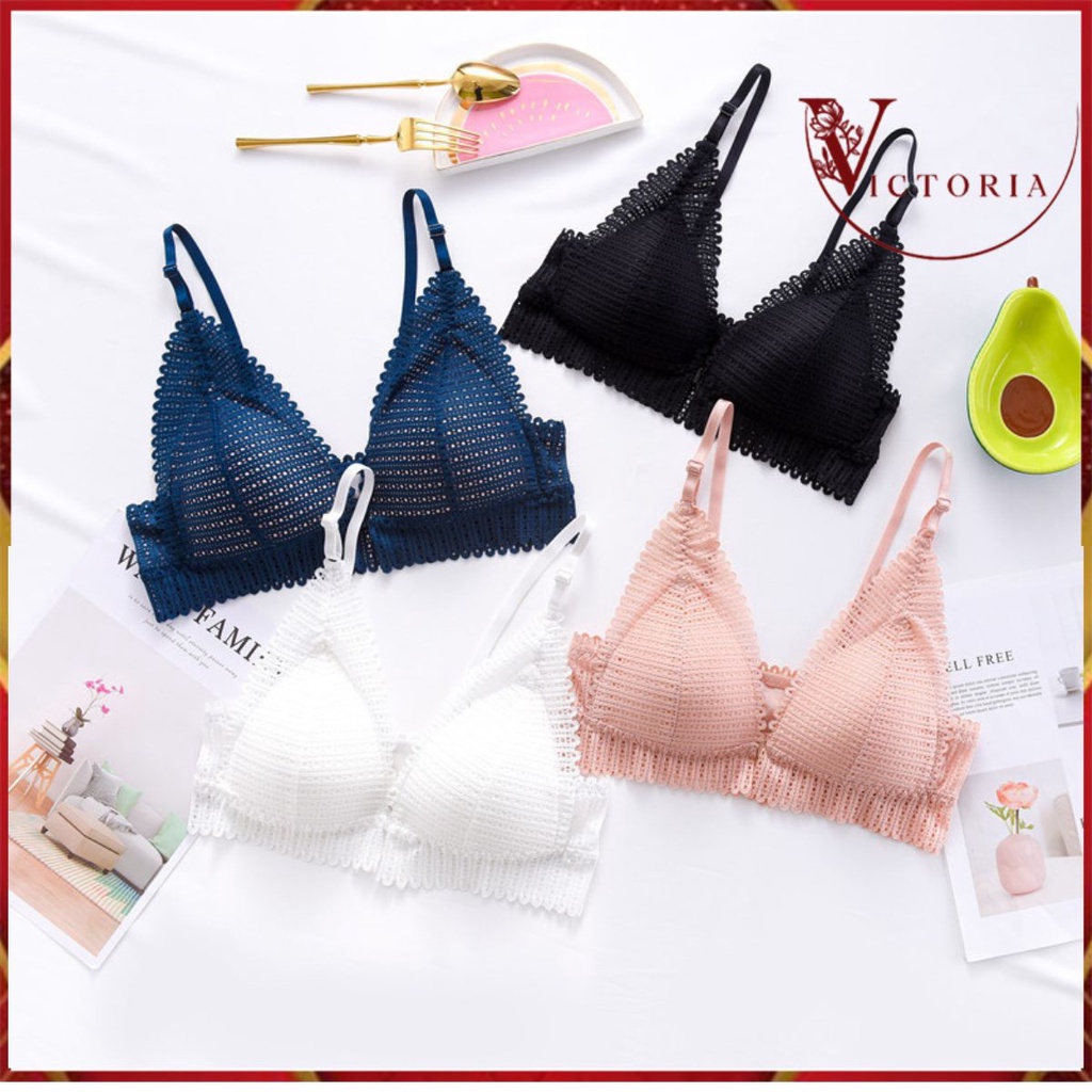 Victoria Bra BH Renda Push Up Tanpa Kawat Pakaian Dalam Wanita Import 9026