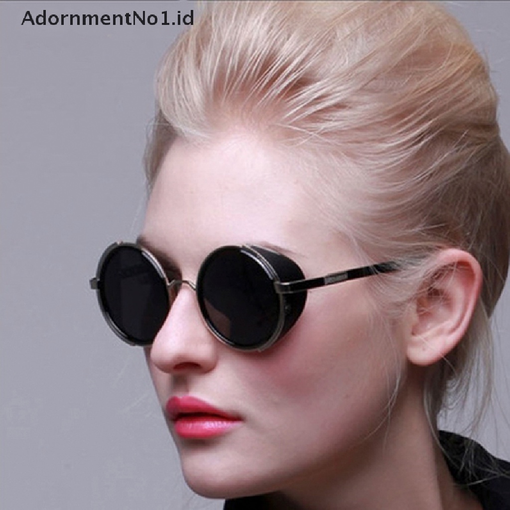 [AdornmentNo1] Kacamata Bulat Lensa Cermin Pria Wanita Fashion Steampunk Sunglasses [ID]