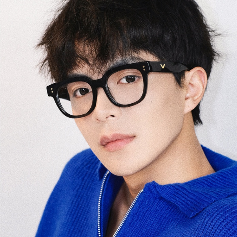 We Flower Chic Gold V Vintage Black Square Eyeglasses Untuk Pria Wanita Korea Trendy Blue Light Blocking Lens Kacamata Anti Radiasi Eyewear Liburan OOTD Hiasan