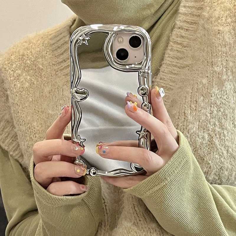 【Mirror Case】Electroplate Silver Mirror case Soft Case for IPhone 6S 7 Plus 8 Plus X XS XR XS Max 11 13 12 14 PRO Max 14 Plus 7+ 8+ ip 12 Pro Max Pretty Girl Women's Gift