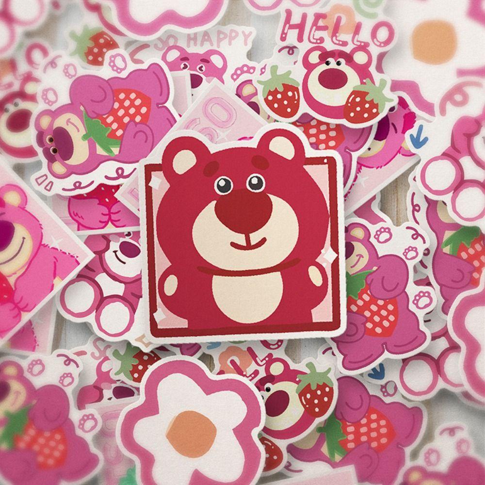 Mxbeauty Stiker Beruang Strawberry Kado Lucu Tahan Air Strawberry Bear Sticker Pack Mainan Anak Perempuan Mainan Kulit Laptop