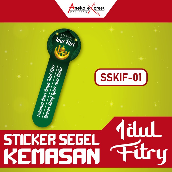 

100 Pcs Stiker JUMBO Segel Lebaran Idul Fitri | Sticker Toples | Stiker Kemasan Kado - SSKIF-01, 5 x 10 cm