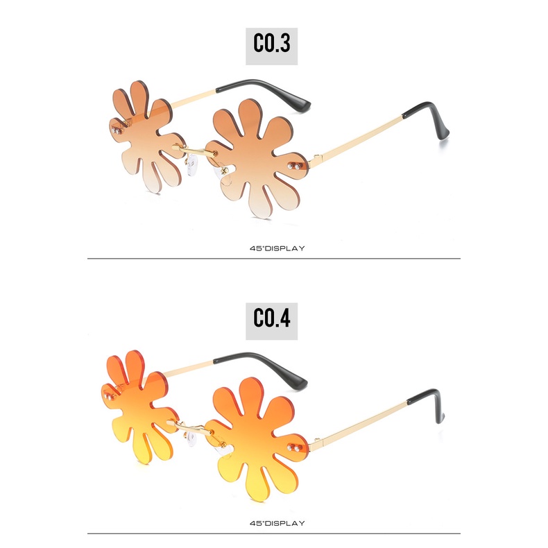Kacamata Hitam Tanpa Bingkai Sunflower Untuk Wanita Pria Kacamata Bunga Lucu