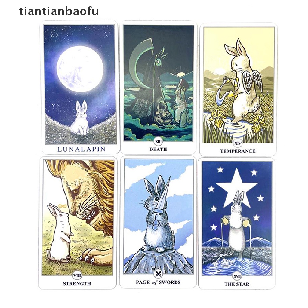 [tiantianbaofu] Besi Kotak Lunalapin Tarot Kartu Ramalan Ramalan Deck Party Game Card w/Butik Manual