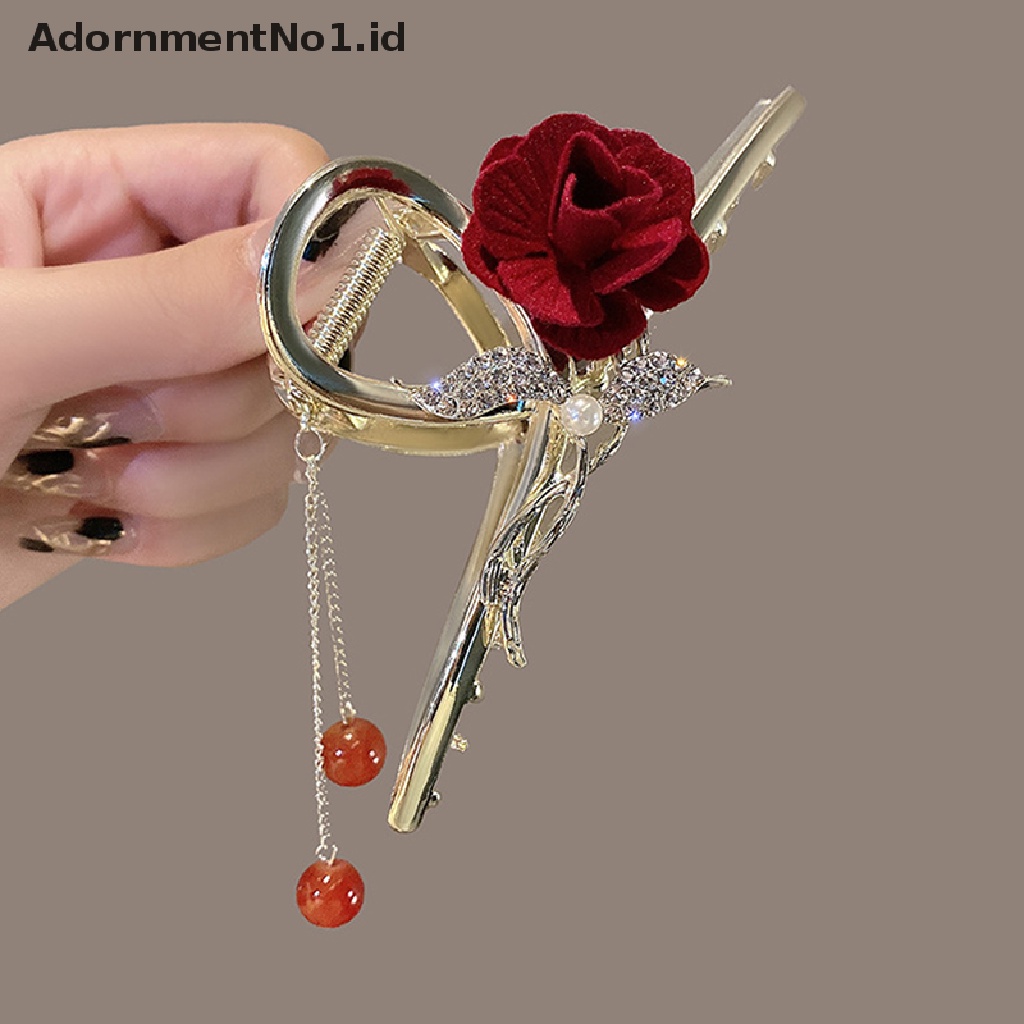 [AdornmentNo1] Klip Cakar Bunga Elegan Romantis Rumbai Capit Penjepit Untuk Wanita Hair Clip Headwear [ID]