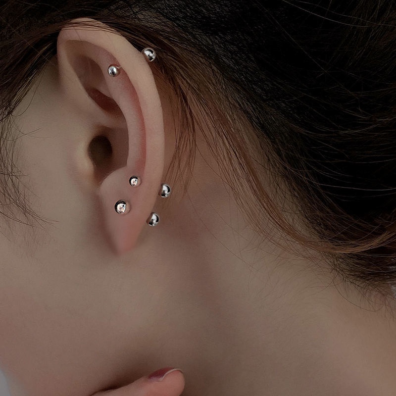 Baja Titanium Sekrup Pengencang Gesper Pejantan Anting Perempuan Berlapis Emas Telinga Tulang Stud Tidur Tidak Perlu Dilepas Anting-Anting Ear Bar