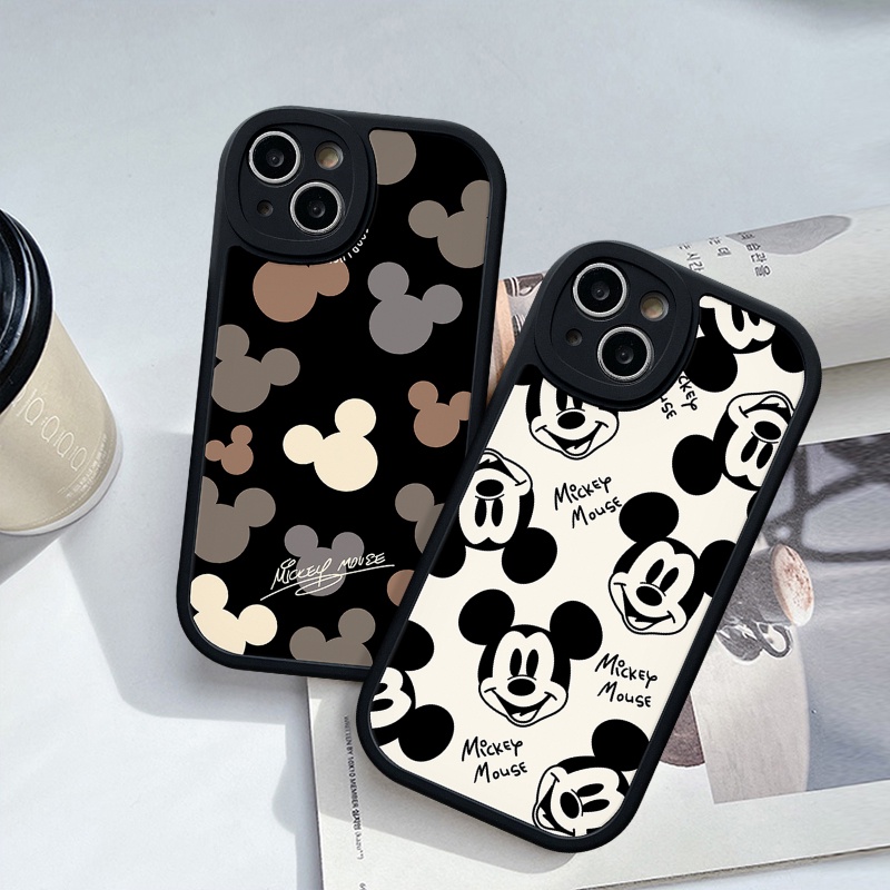 IPHONE Casing Ponsel Kartun Mickey Mouse Kompatibel Untuk Iphone11 14 13 12 Pro Max XR X XS Max 7Plus 78 6 6s Plus SE 2020 Lensa Bulat Tpu Lembut Lucu Penutup Belakang