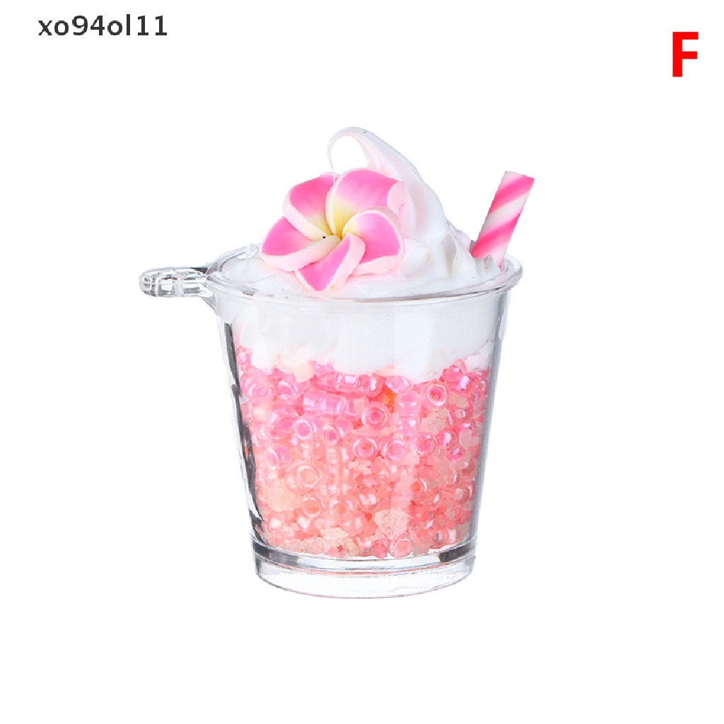 Xo 1Pc Mini Luminous Duawarna Cream Peach Blossom Cup Ice Cream Cup Mikro Landscape Ornamen Rumah Boneka Miniatur Dekorasi OL