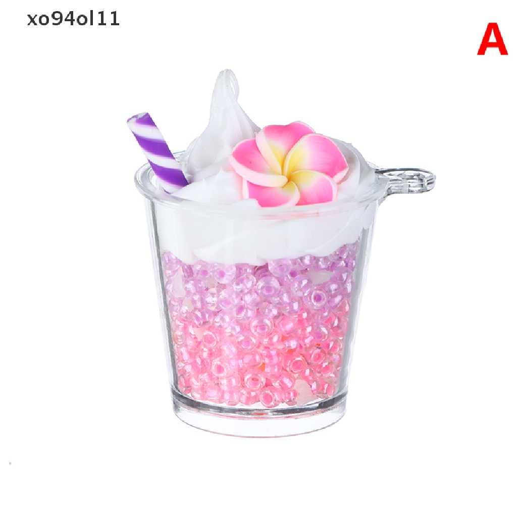 Xo 1Pc Mini Luminous Duawarna Cream Peach Blossom Cup Ice Cream Cup Mikro Landscape Ornamen Rumah Boneka Miniatur Dekorasi OL