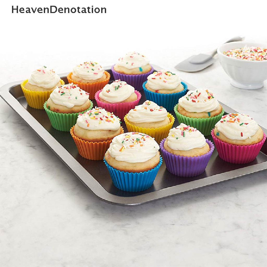 [HeavenDenotation] 5pcs Cetakan Silikon Bulat Cupcake Muffin Cup Baking Cookies Egg Tart Jelly Mold HDV