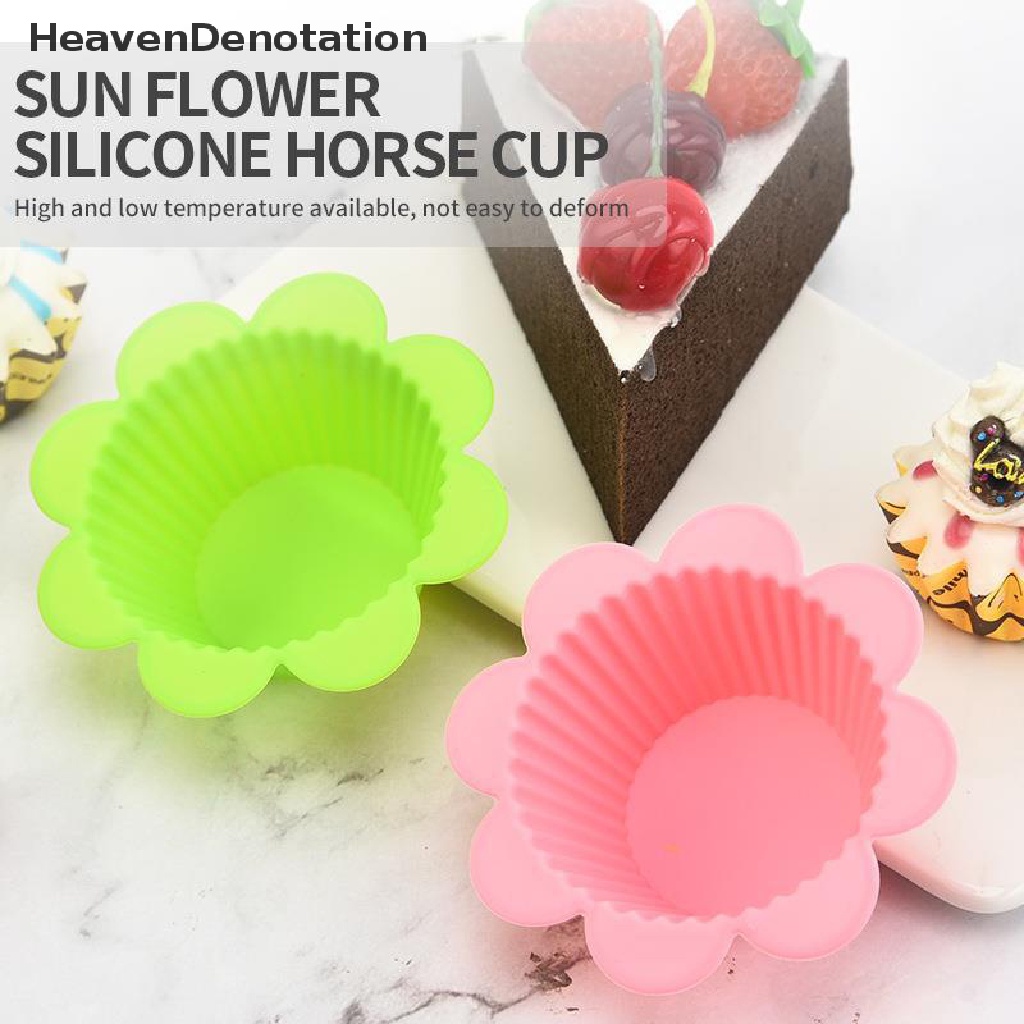 [HeavenDenotation] 5pcs Cetakan Silikon Sun Flower Cupcake Muffin Cup Baking Mold Cetakan Puding Jelly HDV