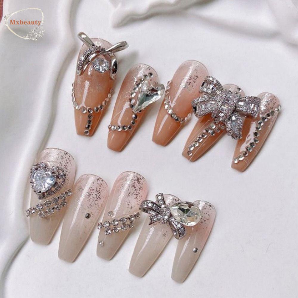 Mxbeauty Manik-Manik Berlian Imitasi Bentuk Pita 3D Bahan Alloy Untuk Nail Art