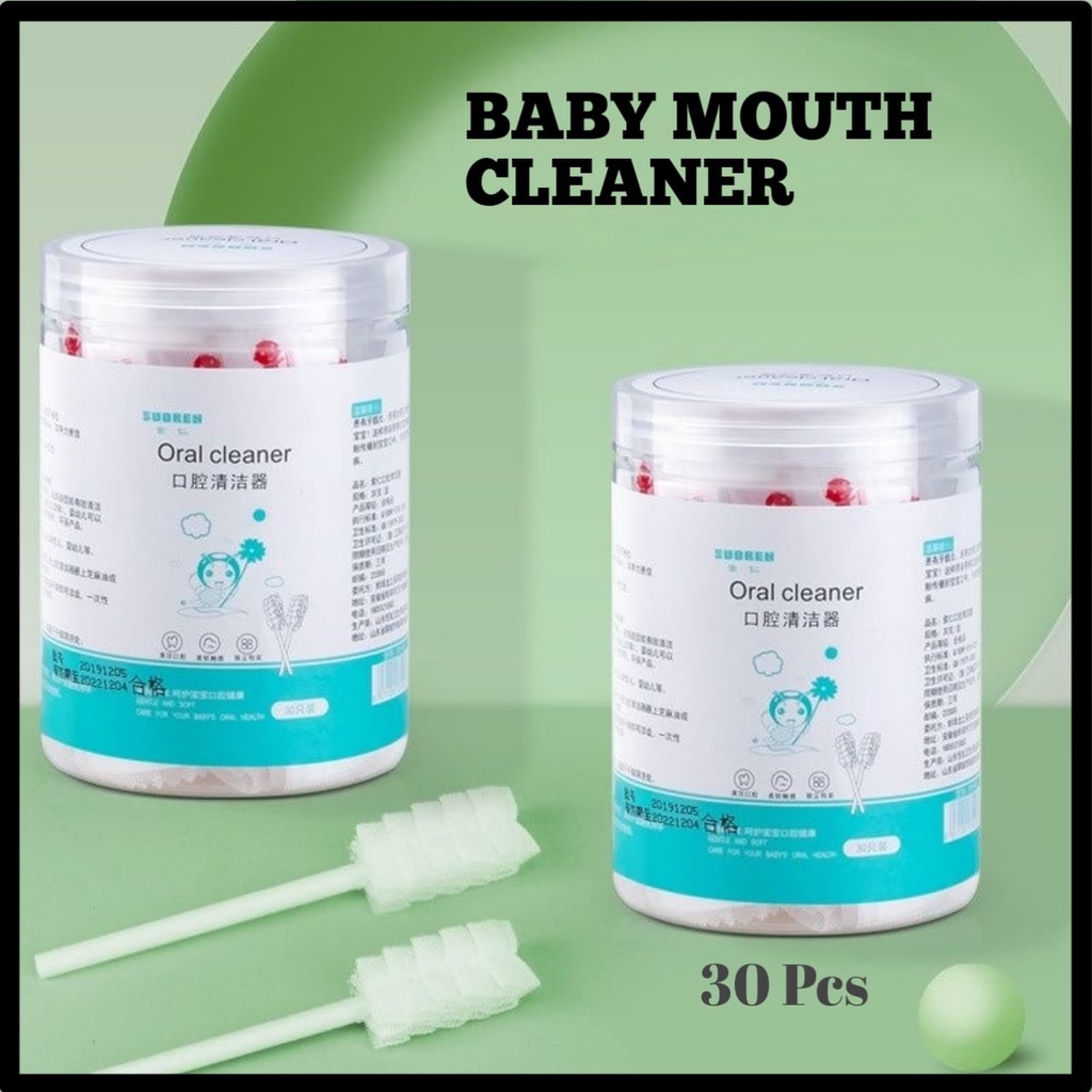 [Souren]  Pembersih Mulut Bayi (30pcs) - Baby Mouth Cleaner - Oral Cleaner Kapas Batang Sikat Gigi Sikat Bayi Lidah Untuk Bayi 0-3 Tahun pembersih Lidah