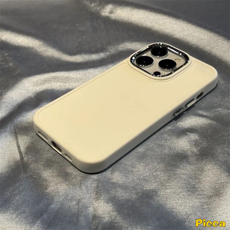 IPHONE Casing Ponsel Persegi Plating Warna Solid Sederhana Mewah Kompatibel Untuk Iphone7Plus 8plus 11xr 14 13 11 12 Pro MAX X 7 8 Plus XS MAX Macaron Candy Color Full Cover Pelindung