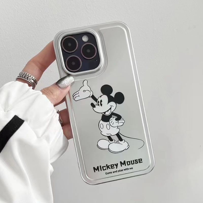 IPHONE Imd Anime Mickey Minnie Casing Ponsel Cocok Untuk Iphone14 11 12 13 Pro Max All Inclusive Electroplating Anti Jatuh Soft Casing