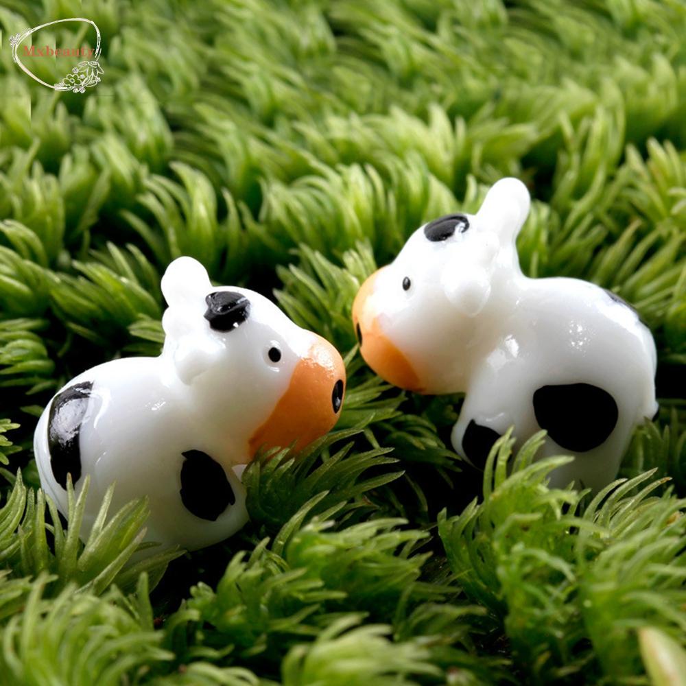 MXBEAUTY 10pcs Miniatures Kawaii Fairy Garden Figurines Animals Mini Craft Home Decor Cow DIY Accessories Micro Landscape/Multicolor
