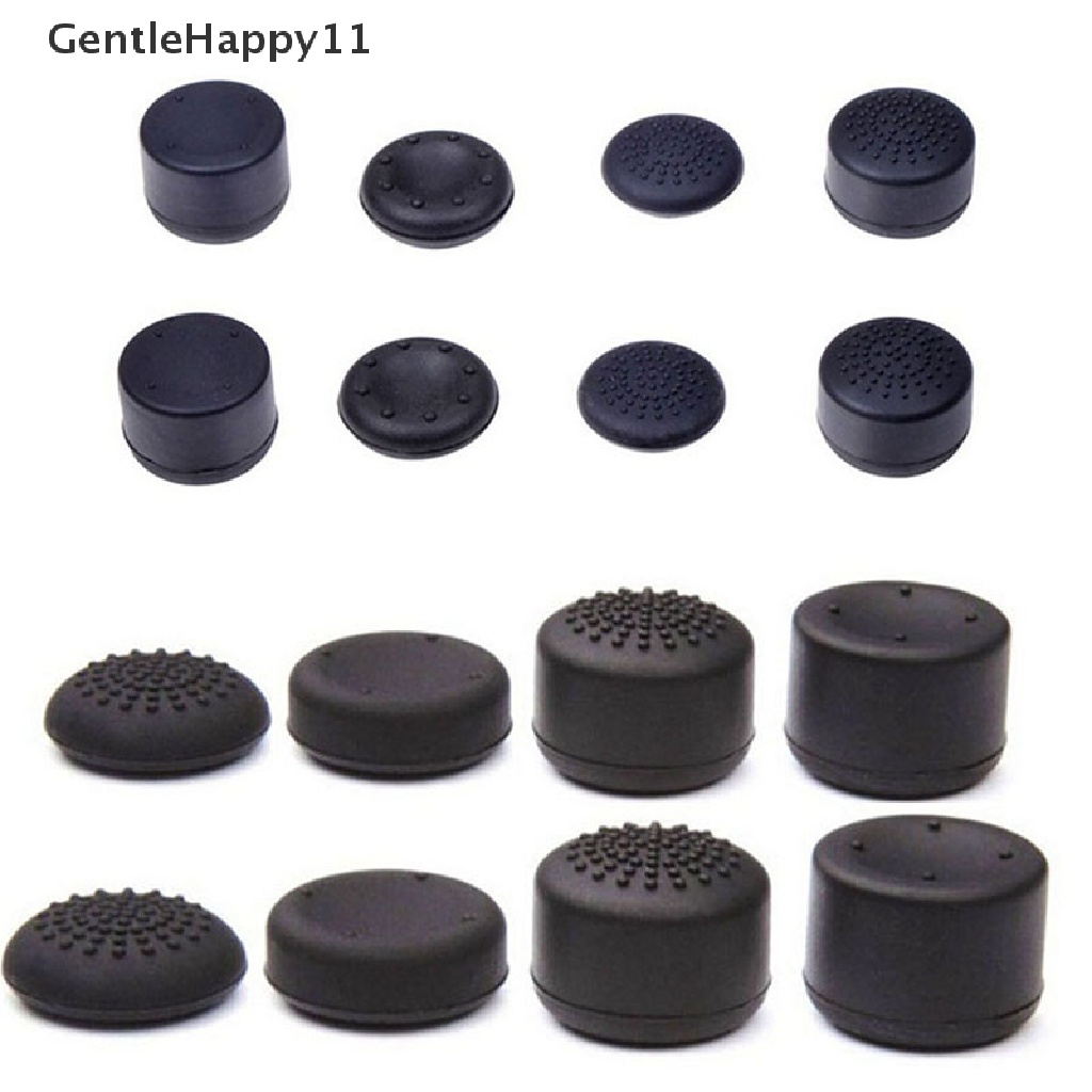 Gentlehappy 8pcs Topi Penutup Grip Stik Jempol Silikon Hitam Untuk Game PS4 Ana Controller id