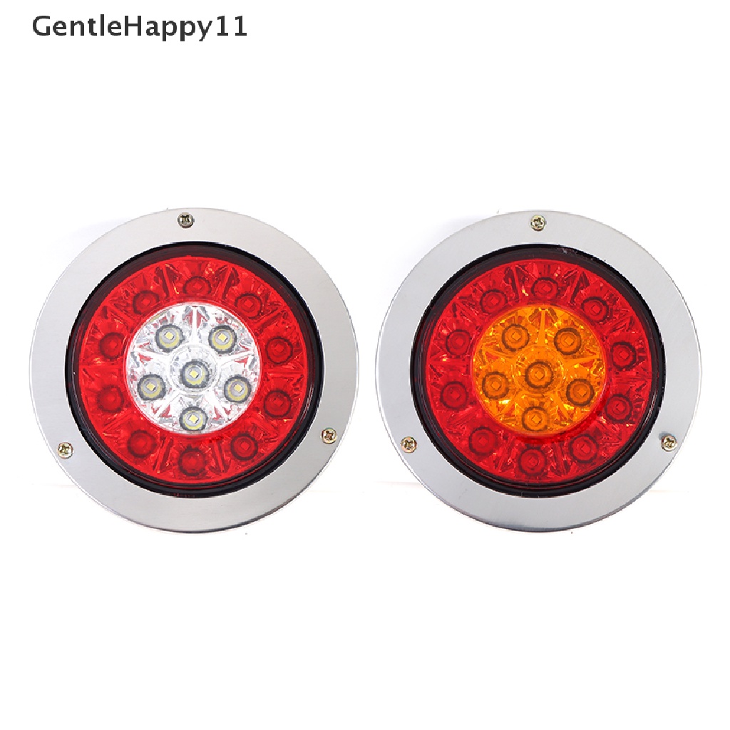 Gentlehappy 16lampu LED Mobil Bulat Amber Red Taillights Rear Stop Rem Running Reverse Lamp id