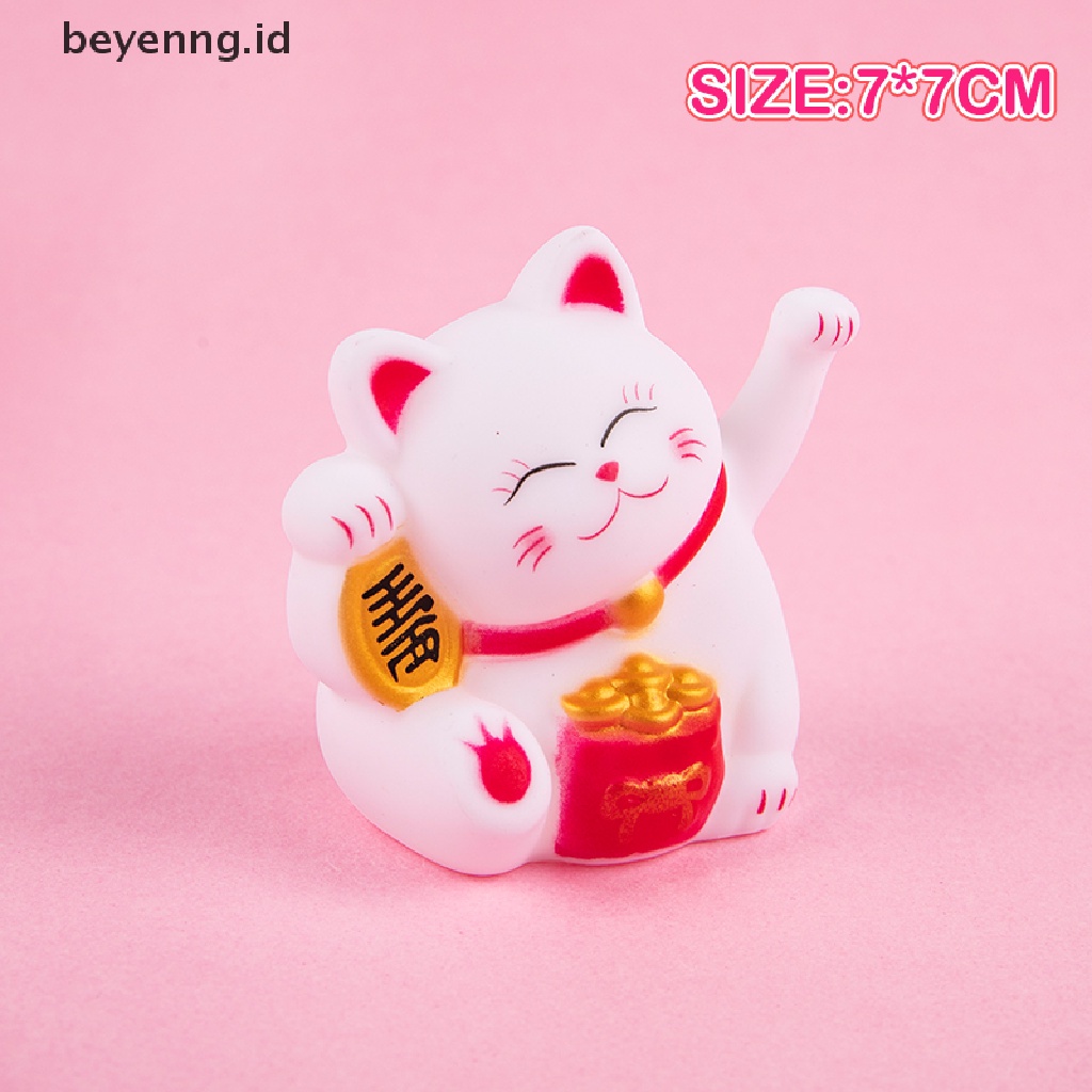 Beyen Cute pvc waving cat fortune lucky cat Hiasan Kue Mobil Liontin Hiasan Dekorasi Rumah Ornamen ID