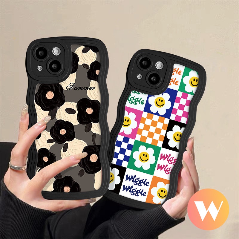 Fashion Art Flower Case Redmi 12C A1 10 9C NFC 9a1+10C 10A 9T 9A Redmi Note 10s 9 8 10 Pro Max 11s 11 9s POCO X3 NFC Pro M3 Mi 11T Pro Checkerboard Smile Sunflower Soft Cover